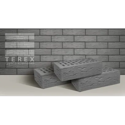 Кирпич облицовочный Terex, Серый, Руст, 1 НФ, М175, 250х120х65 мм